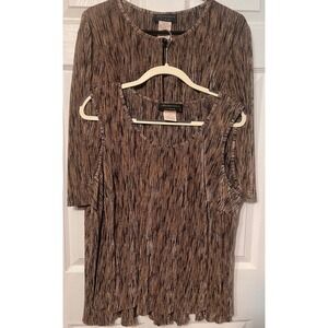 Connected Woman Plus Size 16W Brown Metallic Knit Cardigan and Tank Twin Set
